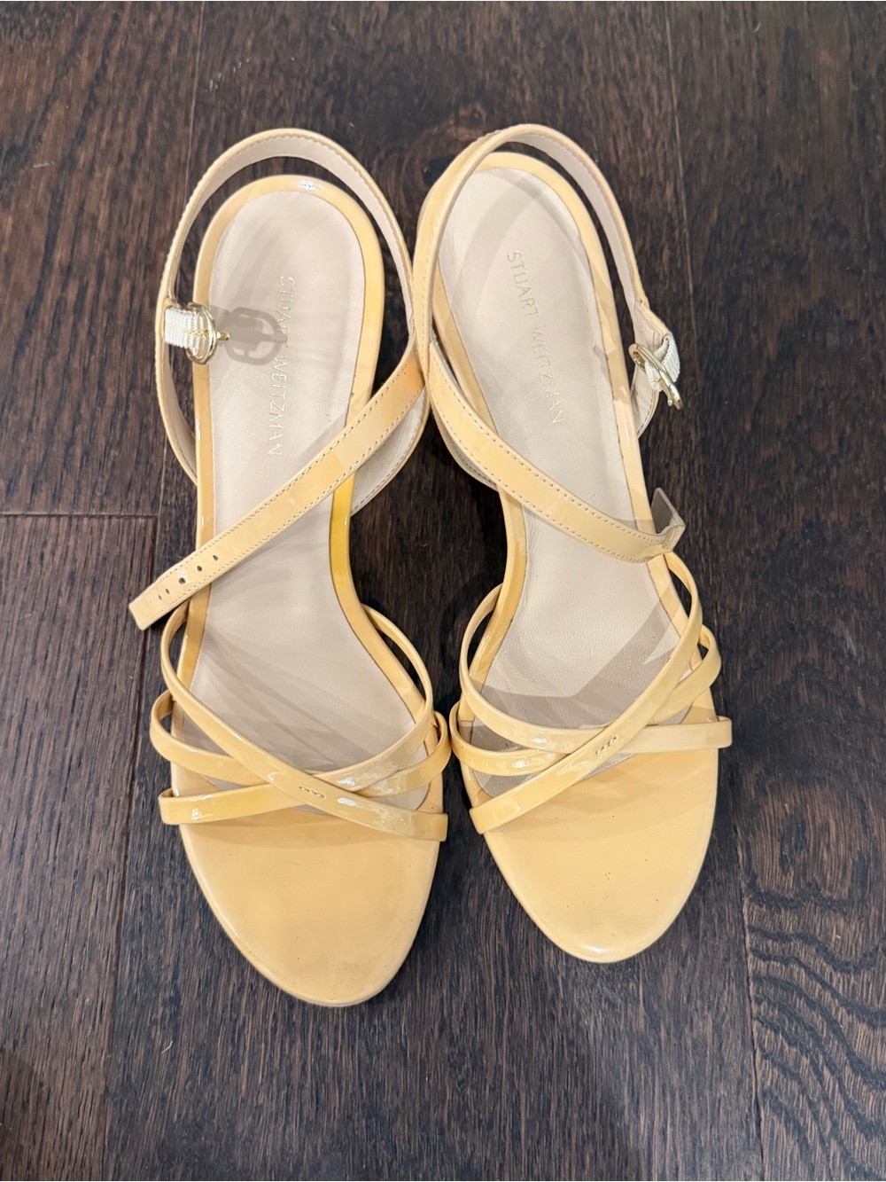 Stuart Weitzman Starla Nude Block Heel Strappy Sandals